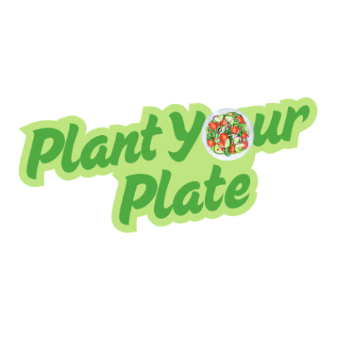 Plant your plate written in green. the O in your is replaced with a graphic of a plate with veggies