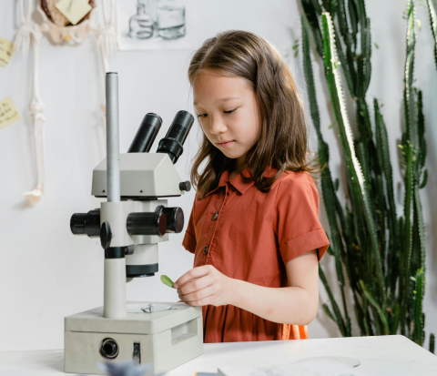 girl with microscope