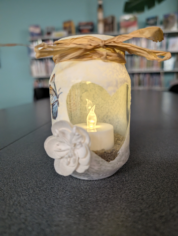 Decoupage tea light jar