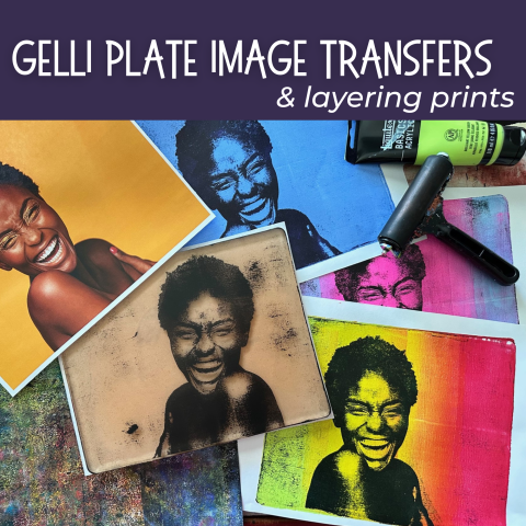 several different gelli plate image transfers