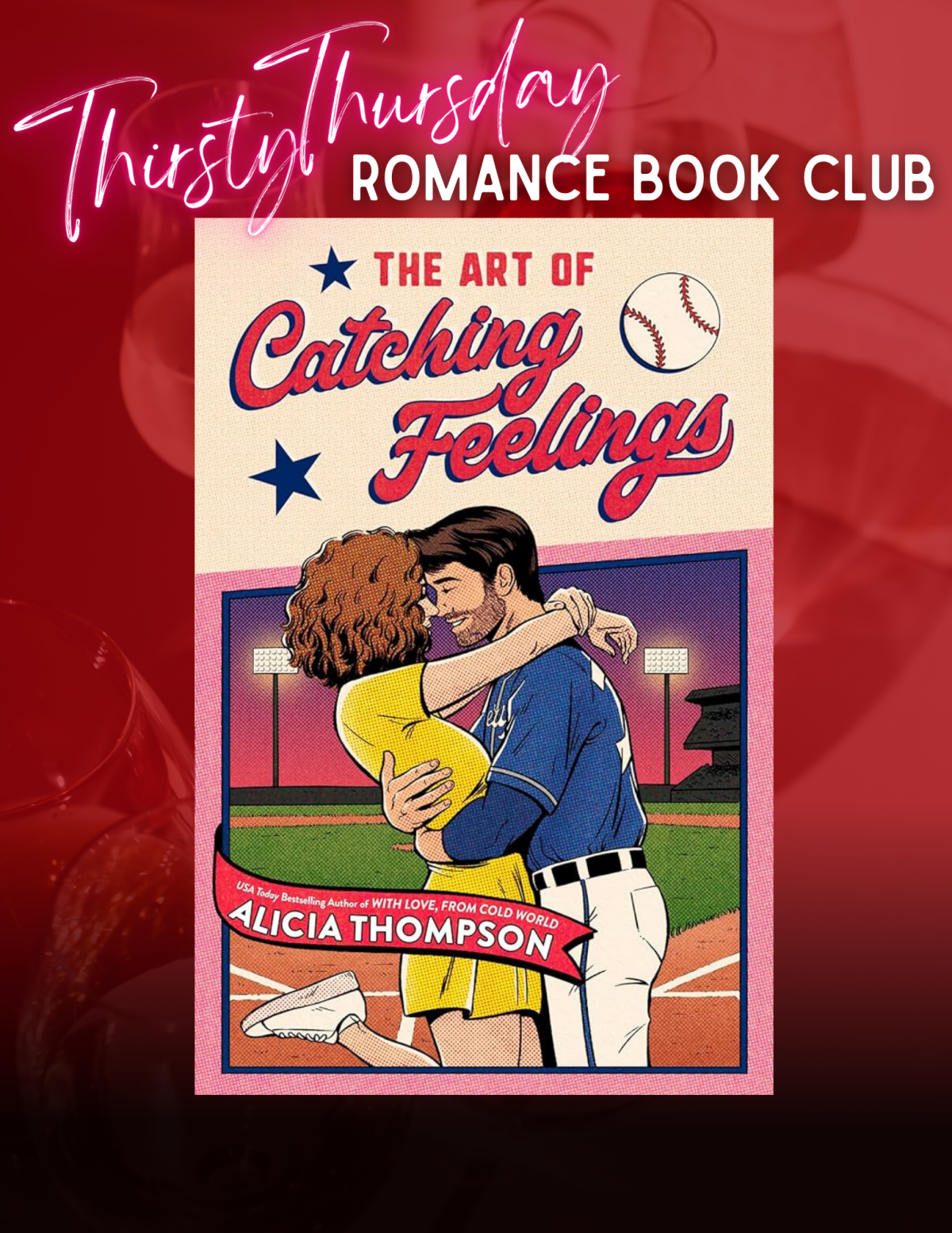 the art of catching feelings book cover over a red background