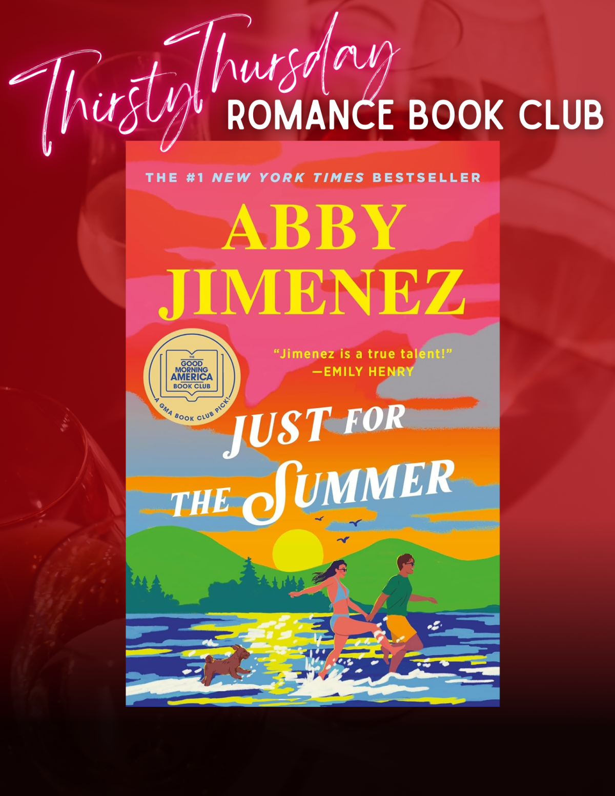 just for the summer book cover over a red background