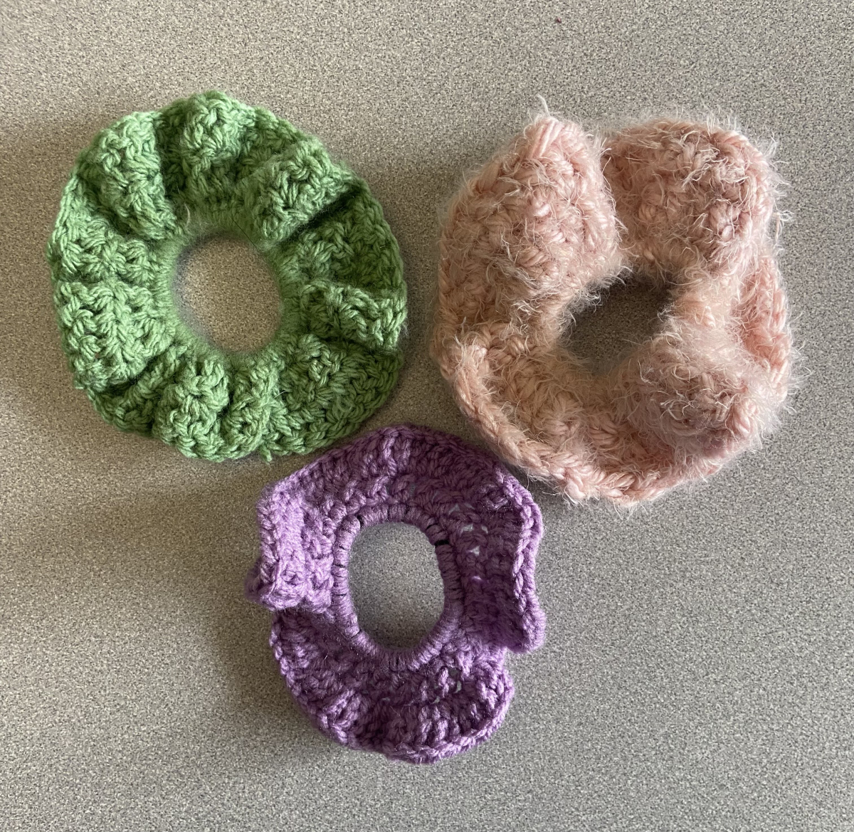 Crocheted scrunchies